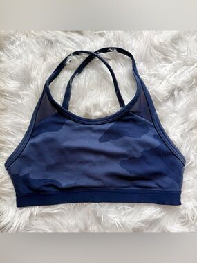 aerie Navy Camouflage Mesh-Back Seamless Sports Bra